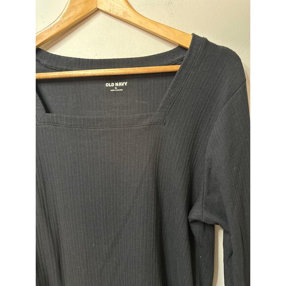 Old Navy Black Square Neck Ripped Long Sleeve Size XL - Picture 2 of 5